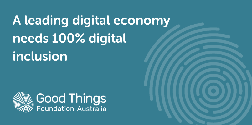 Text: A leading digital economy needs 100% digital inclusion